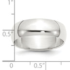 Sterling Silver Half-Round Wedding Band 7mm