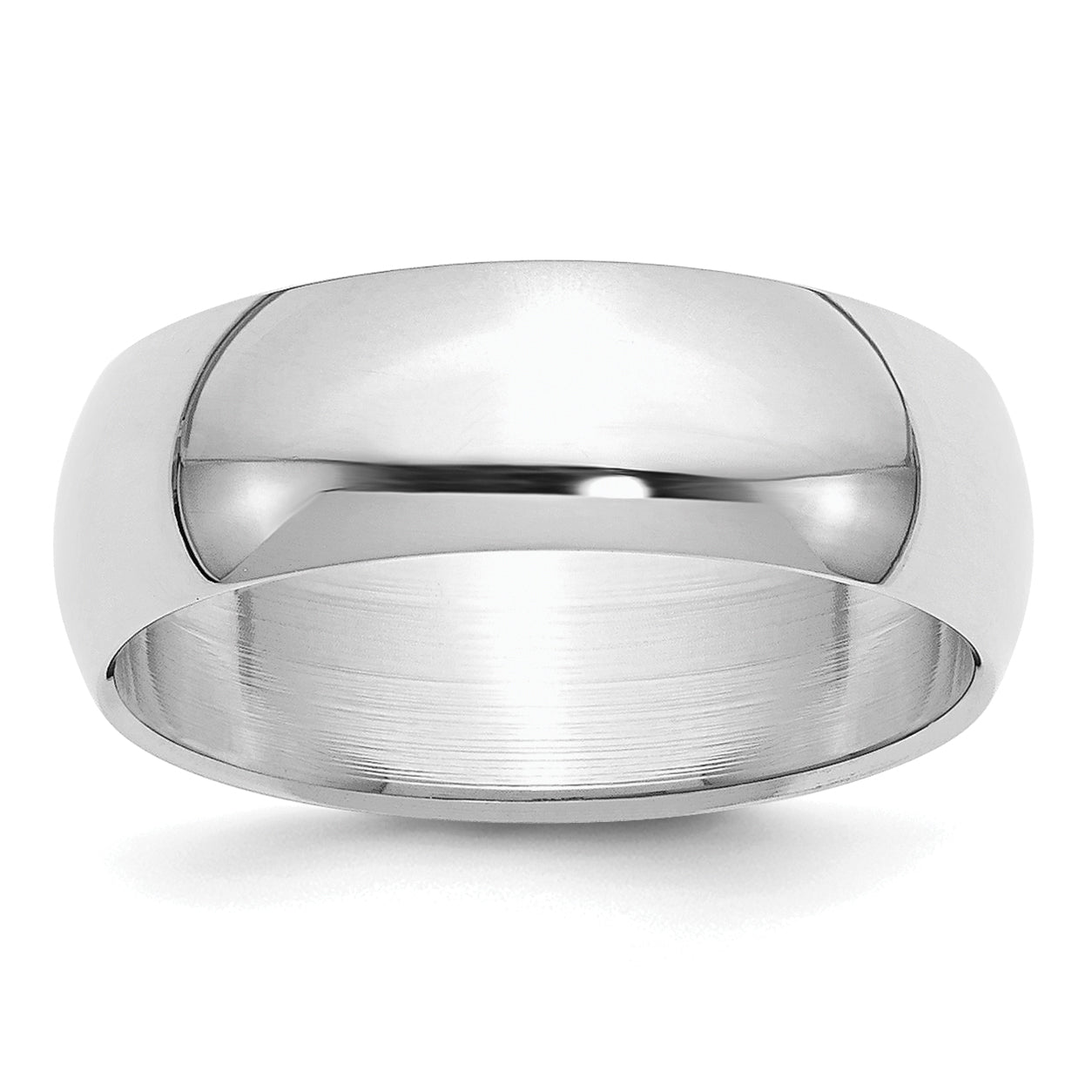 Sterling Silver Rhodium-plated 7mm Half-Round Size 9.5 Band