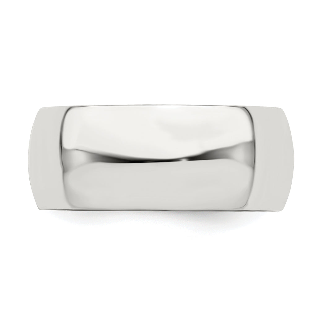 Sterling Silver Rhodium-plated 8mm Half-Round Size 4 Band