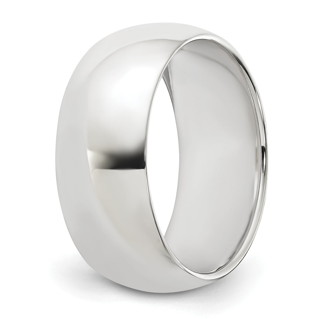 Sterling Silver Rhodium-plated 8mm Half-Round Size 4 Band