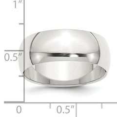 Sterling Silver 8mm Half Round Size 13.5 Band