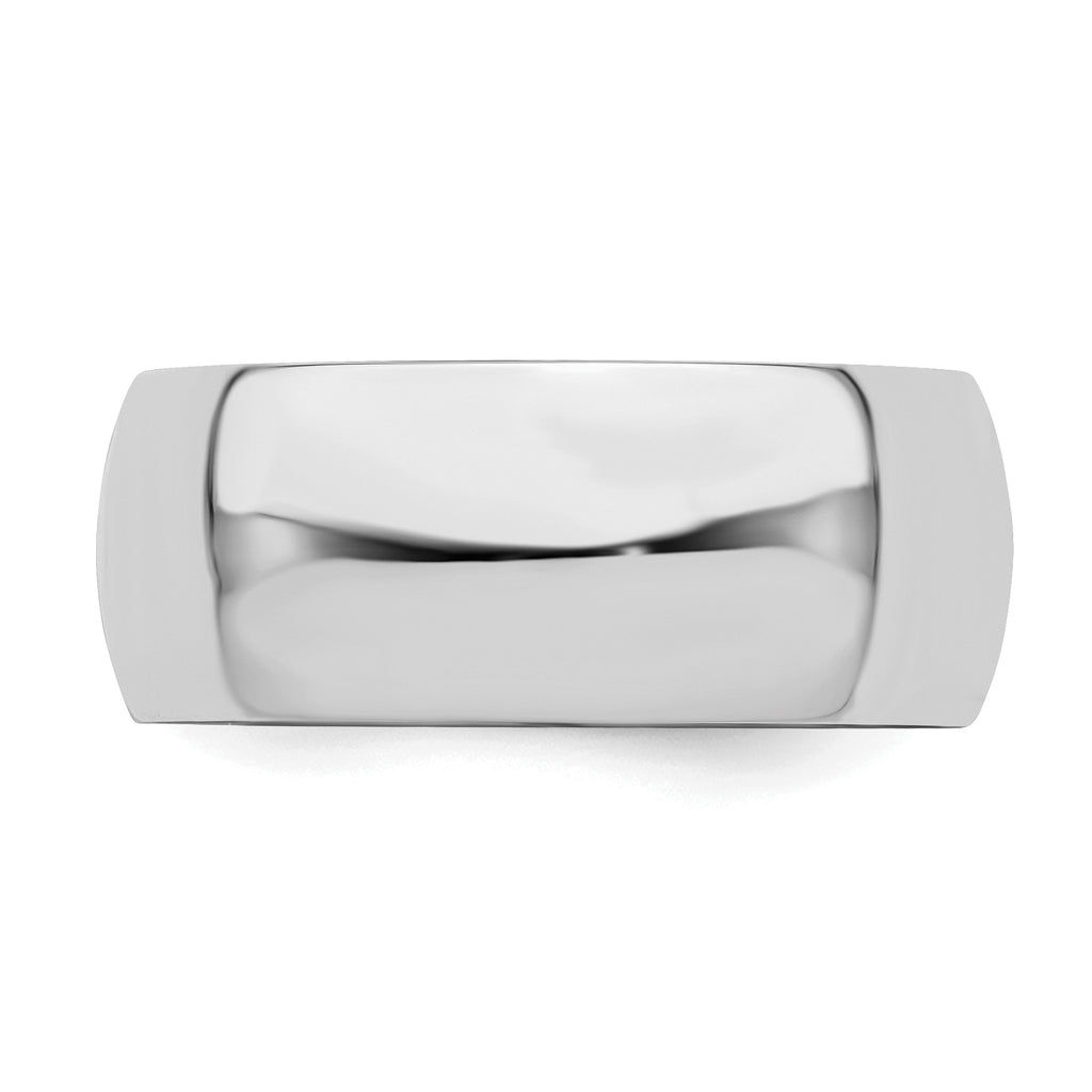 Sterling Silver Rhodium-plated 8mm Half-Round Size 4 Band