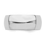 Sterling Silver Rhodium-plated 8mm Half-Round Size 4 Band