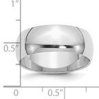 Sterling Silver Rhodium-plated 8mm Half-Round Size 4 Band