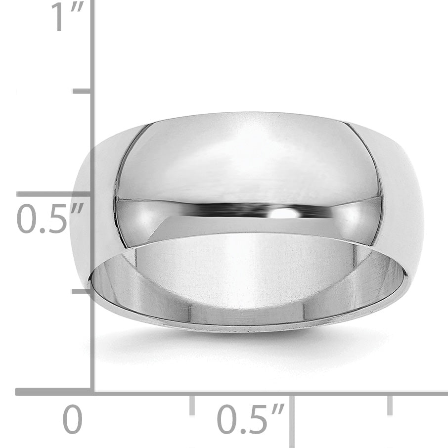 Sterling Silver Rhodium-plated 8mm Half-Round Size 4 Band