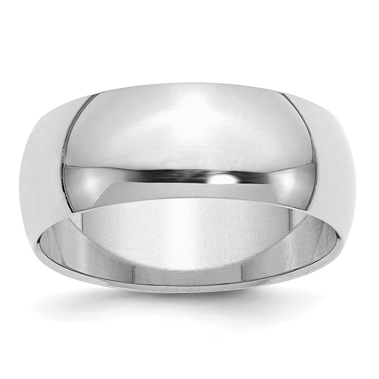 Sterling Silver Rhodium-plated 8mm Half Round Size 13.5 Band
