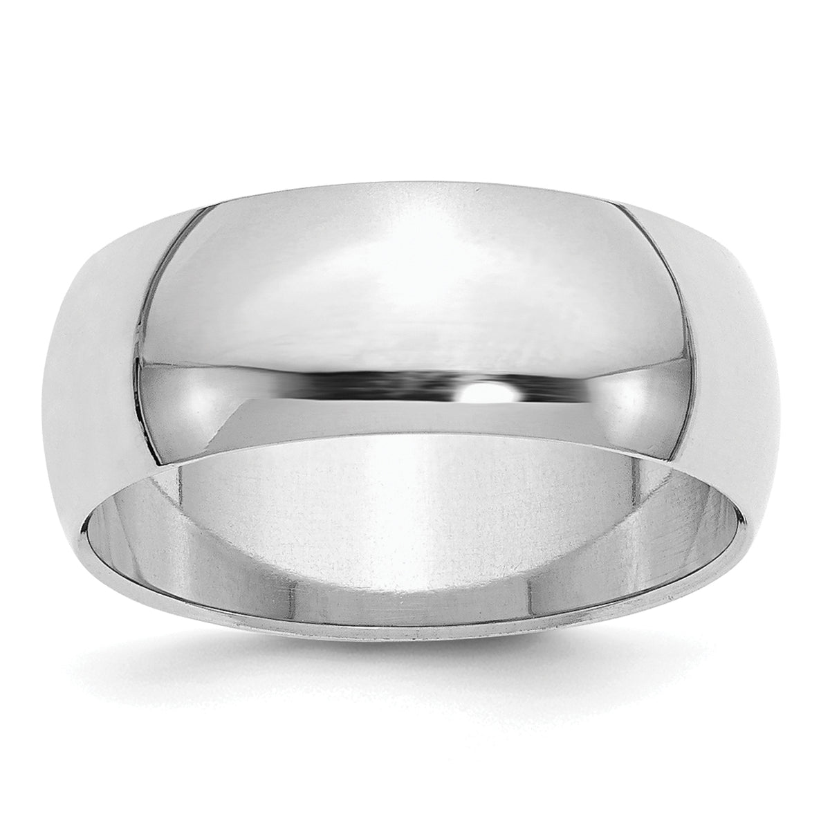 Sterling Silver Rhodium-plated 8mm Half Round Size 13.5 Band