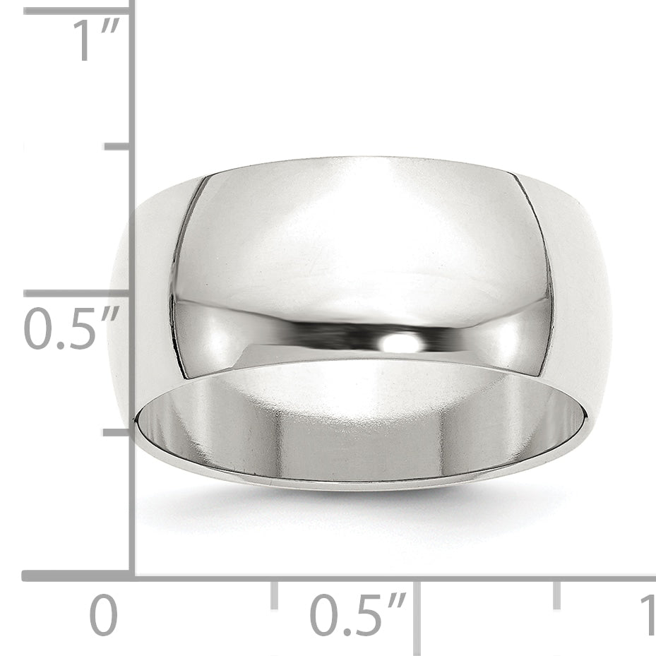 Sterling Silver Half-Round Wedding Band 9mm