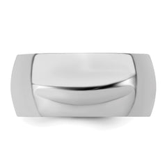 Sterling Silver Rhodium-plated 9mm Half-Round Size 9.5 Band