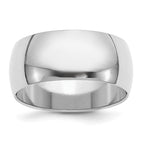 Sterling Silver Rhodium-Plated Half-Round Wedding Band 9mm