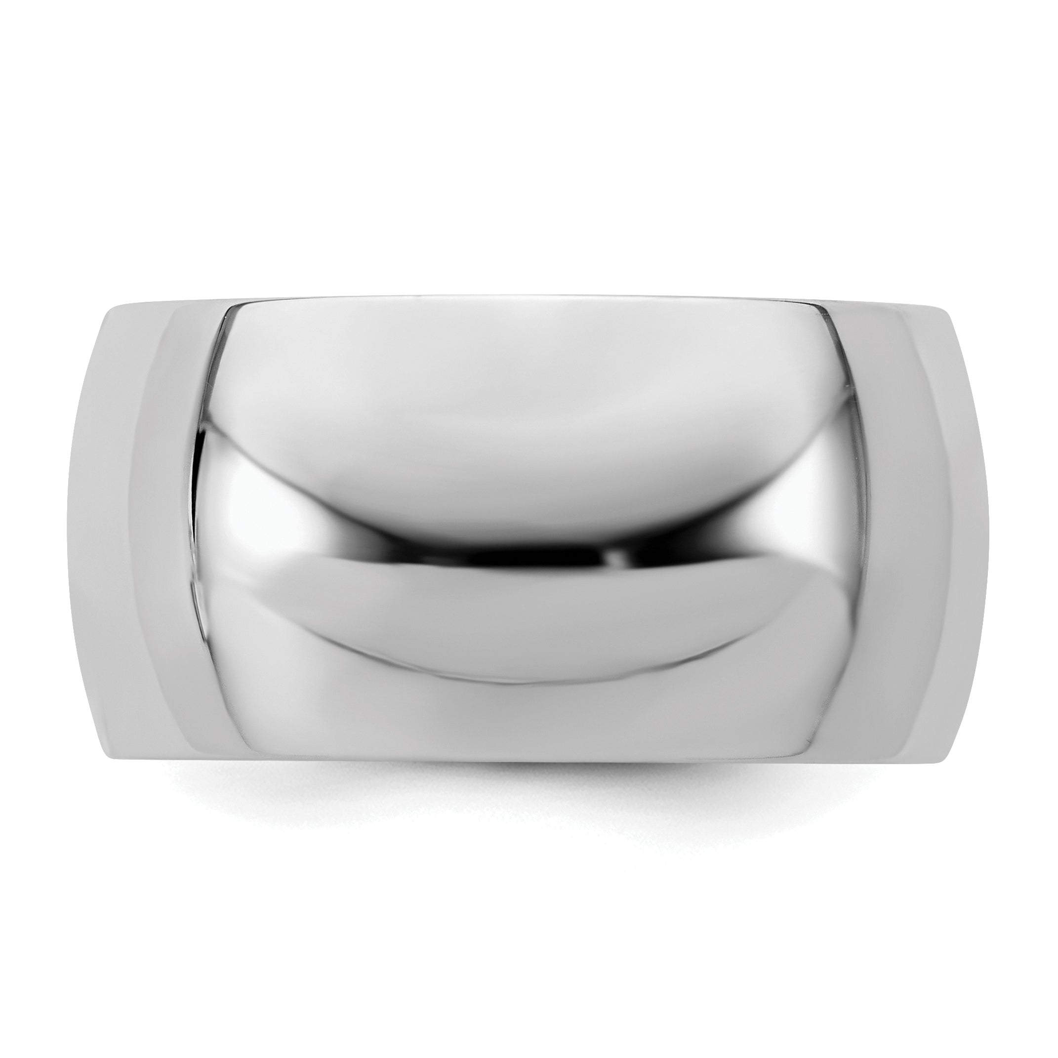 Sterling Silver Rhodium-plated 10mm Half-Round Size 9.5 Band