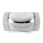 Sterling Silver Rhodium-plated 10mm Half-Round Size 9.5 Band