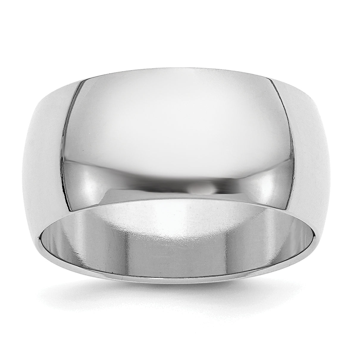 Sterling Silver Rhodium-plated 10mm Half-Round Size 9.5 Band
