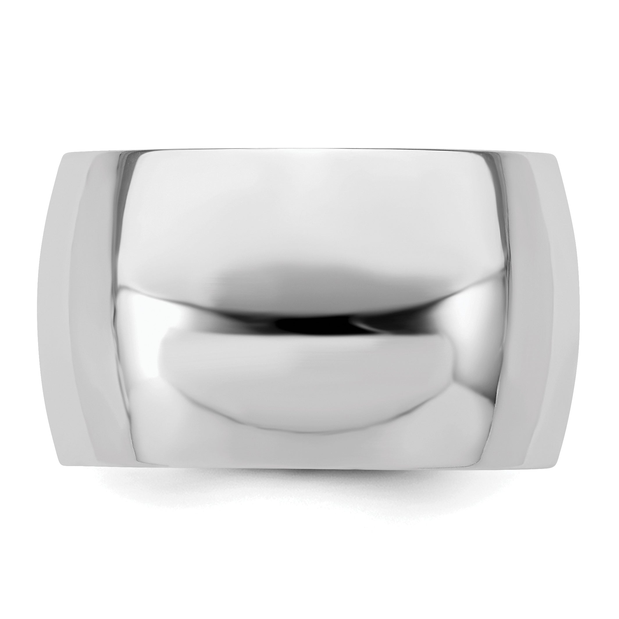 Sterling Silver Rhodium-plated 12mm Half-Round Size 9.5 Band