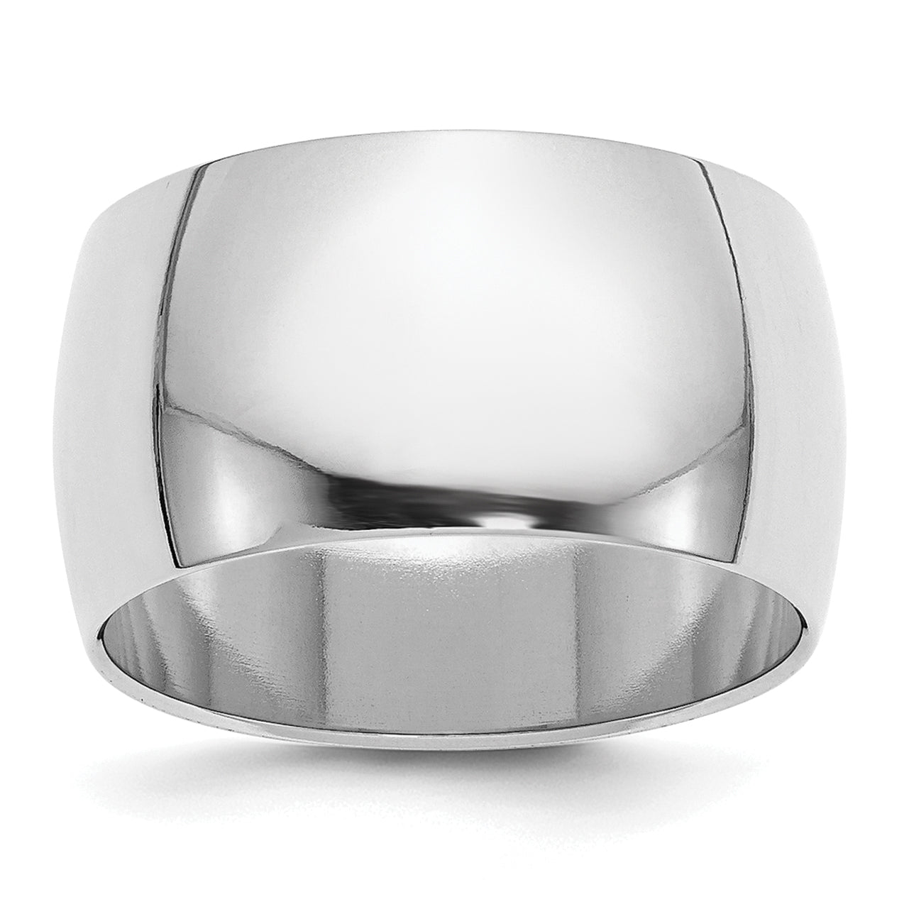 Sterling Silver Rhodium-Plated Half-Round Wedding Band 12mm