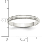 Sterling Silver 3mm Half Round Milgrain Size 4 Band