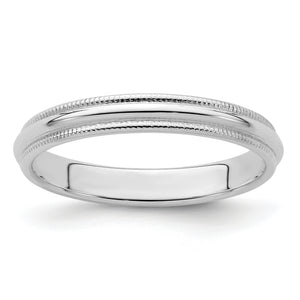 Sterling Silver Milgrain Half-Round Wedding Band 3mm, Size 4–13.5 - Sophia Jewelers