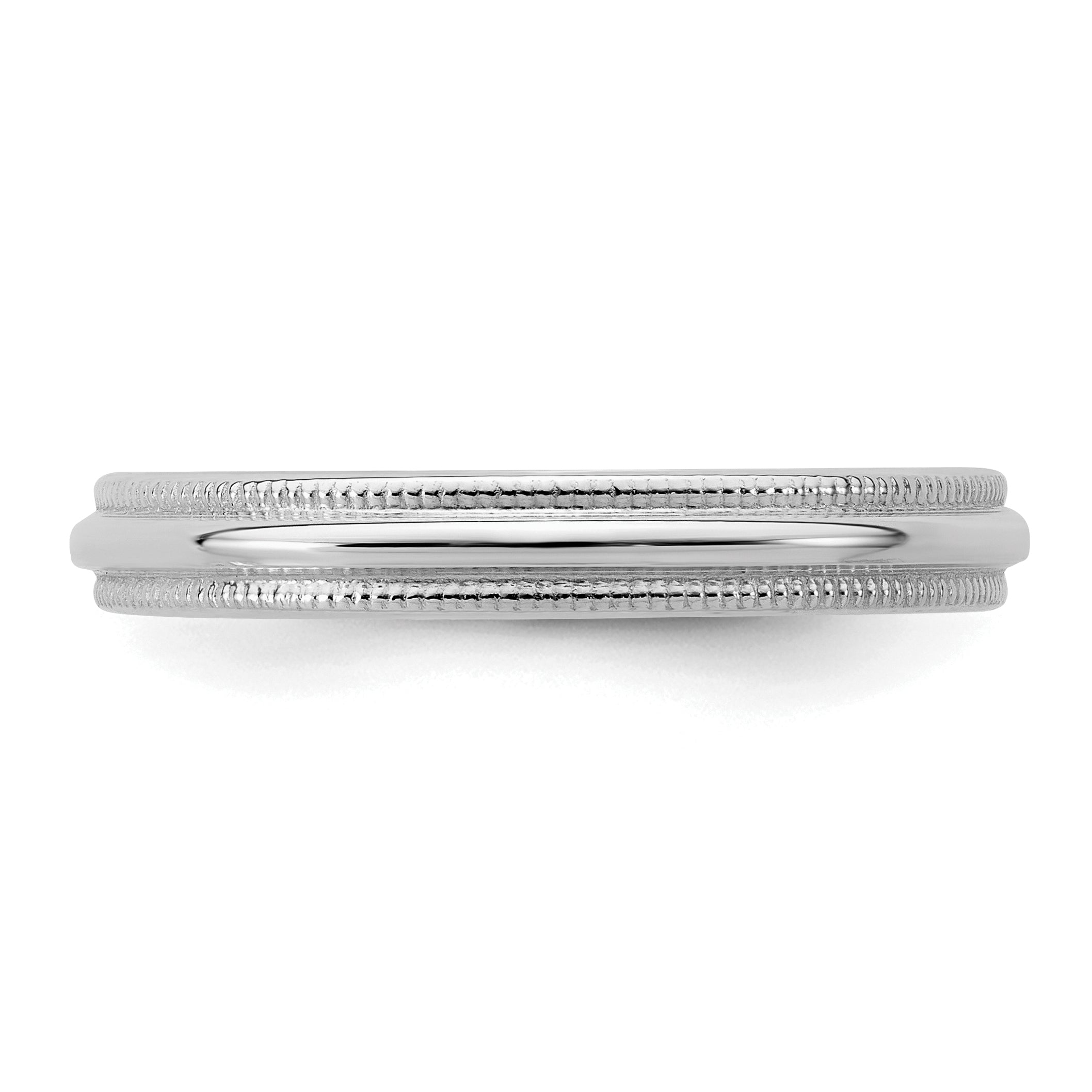 Sterling Silver Rhodium-plated 3mm Half Round Milgrain Size 6 Band Secondary image