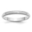 Sterling Silver Rhodium-plated 3mm Half Round Milgrain Size 6 Band