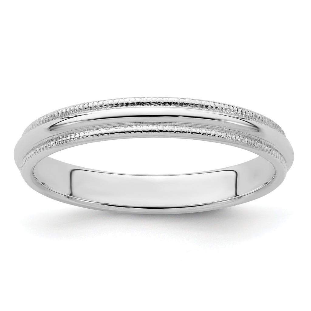Sterling Silver 3mm Half Round Milgrain Size 4 Band