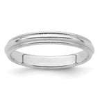 Sterling Silver 3mm Half Round Milgrain Size 4 Band