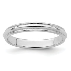 Sterling Silver 3mm Half Round Milgrain Size 13.5 Band