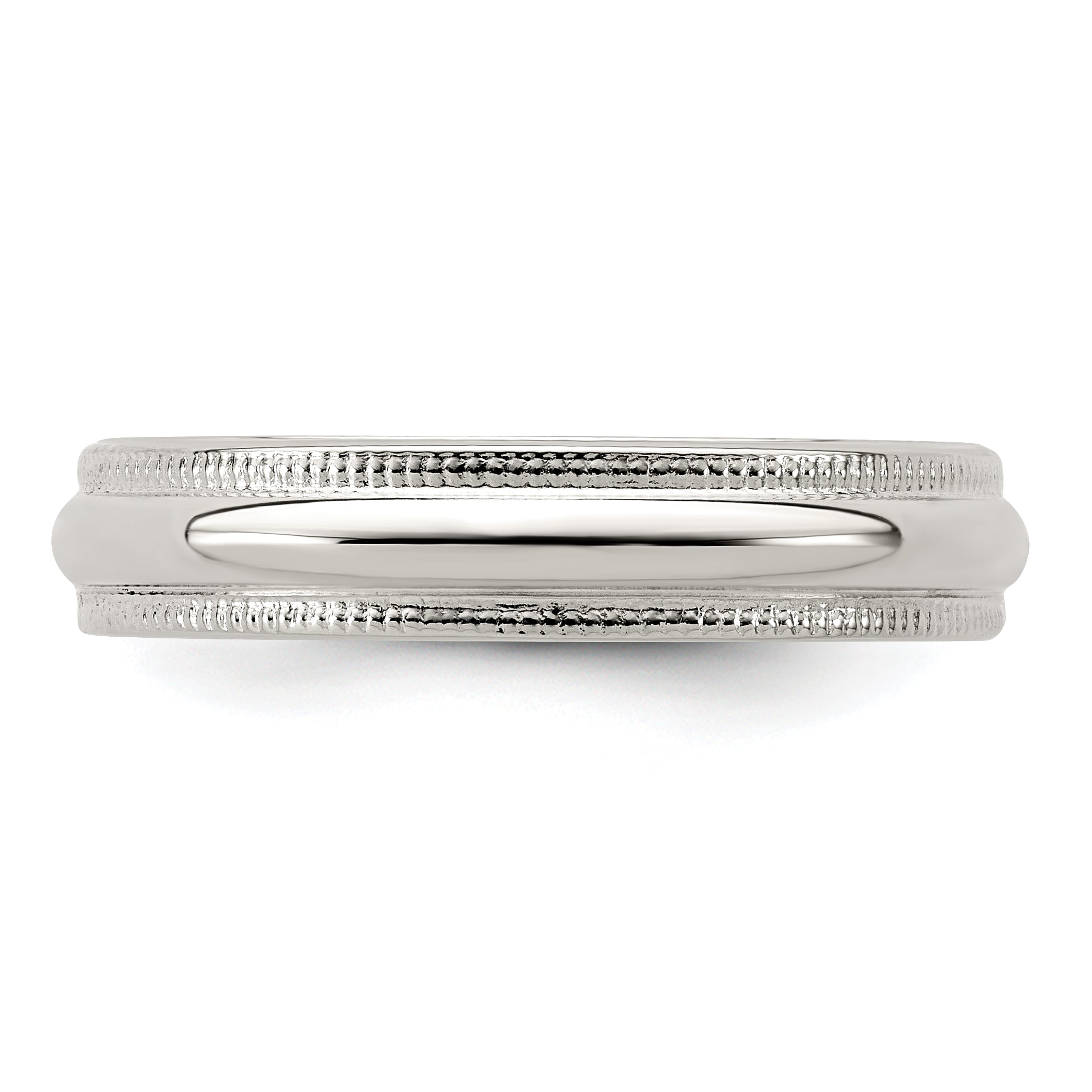 Sterling Silver 4mm Half Round Milgrain Size 13.5 Band