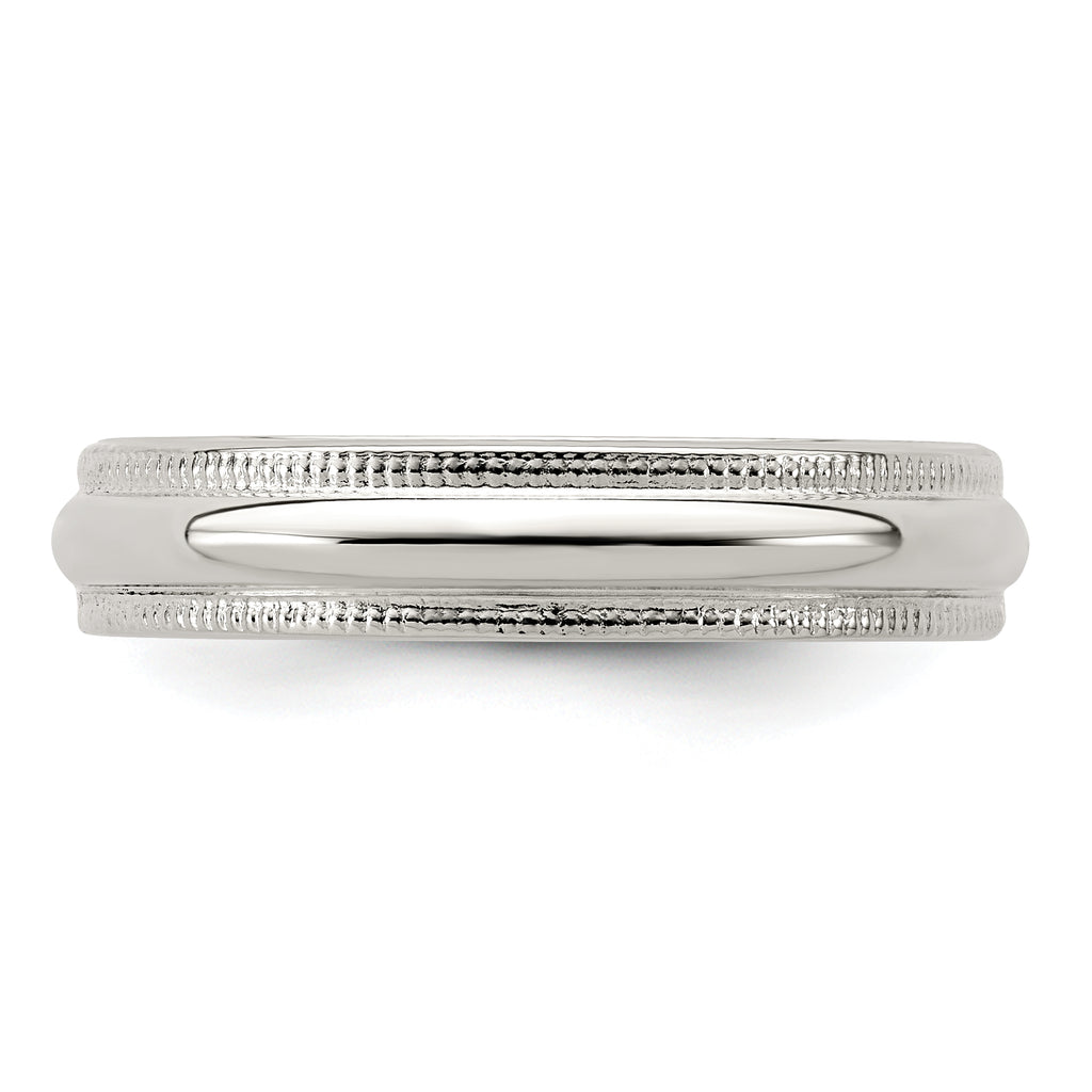 Sterling Silver 4mm Half Round Milgrain Size 11 Band