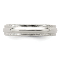 Sterling Silver 4mm Half Round Milgrain Size 13.5 Band