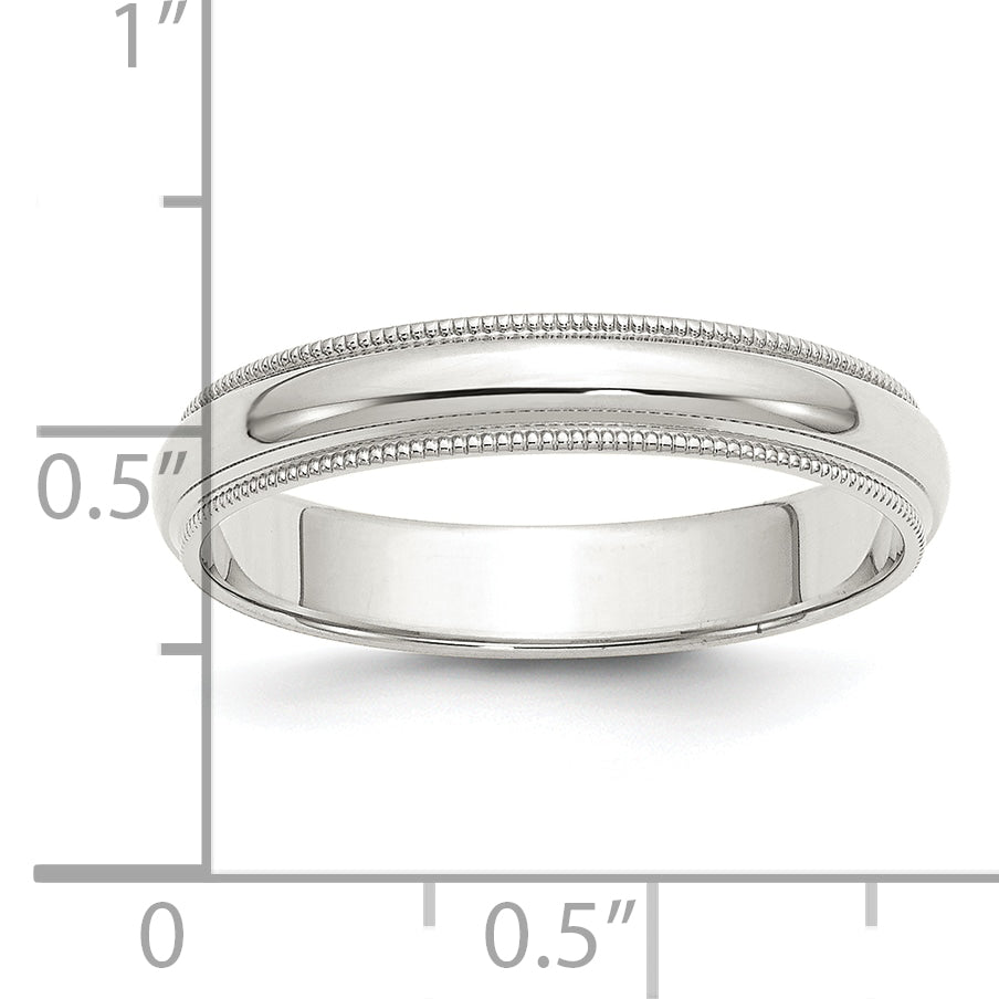 Sterling Silver 4mm Half Round Milgrain Size 13.5 Band