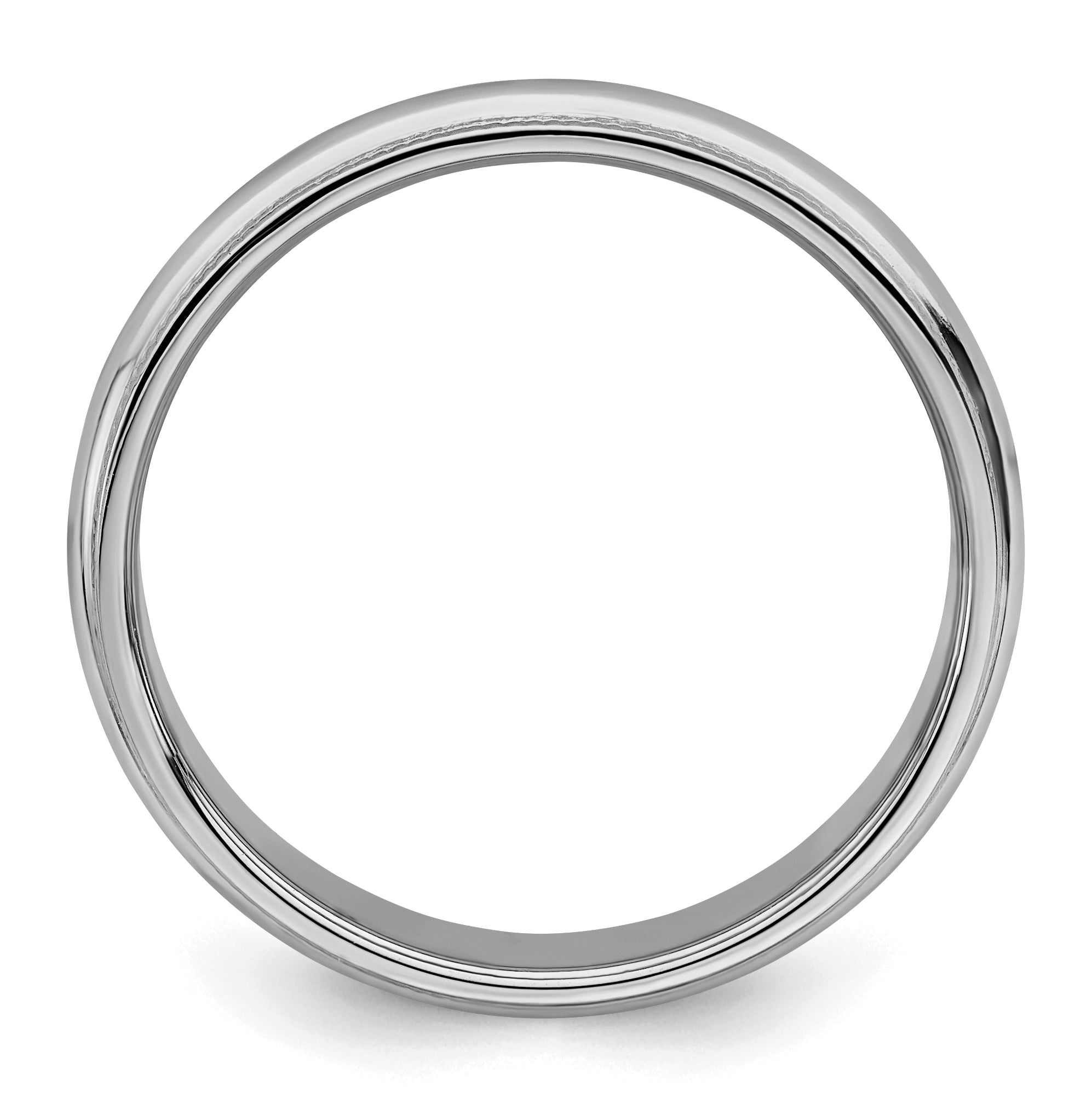 Sterling Silver Rhodium-plated 4mm Half Round Milgrain Size 4 Band Secondary image