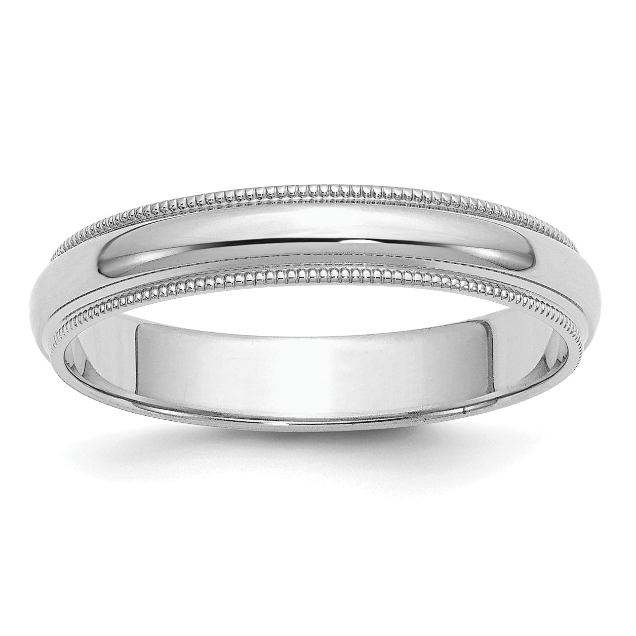 Sterling Silver Rhodium-plated 4mm Half Round Milgrain Size 13.5 Band