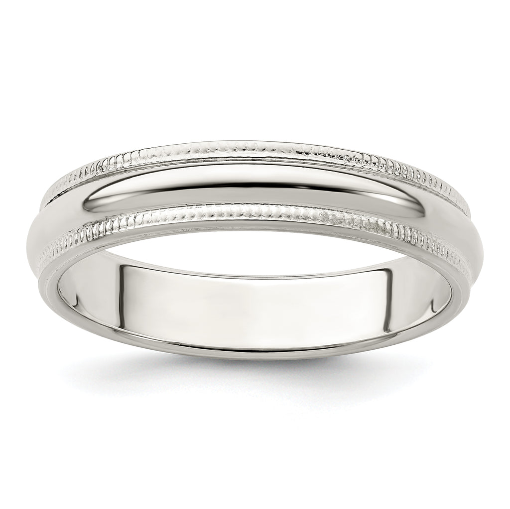 Sterling Silver 4mm Half Round Milgrain Size 11 Band