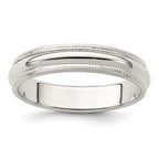 Sterling Silver 4mm Half Round Milgrain Size 11 Band