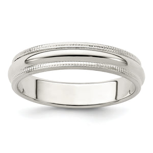 Sterling Silver 4mm Half Round Milgrain Size 11 Band