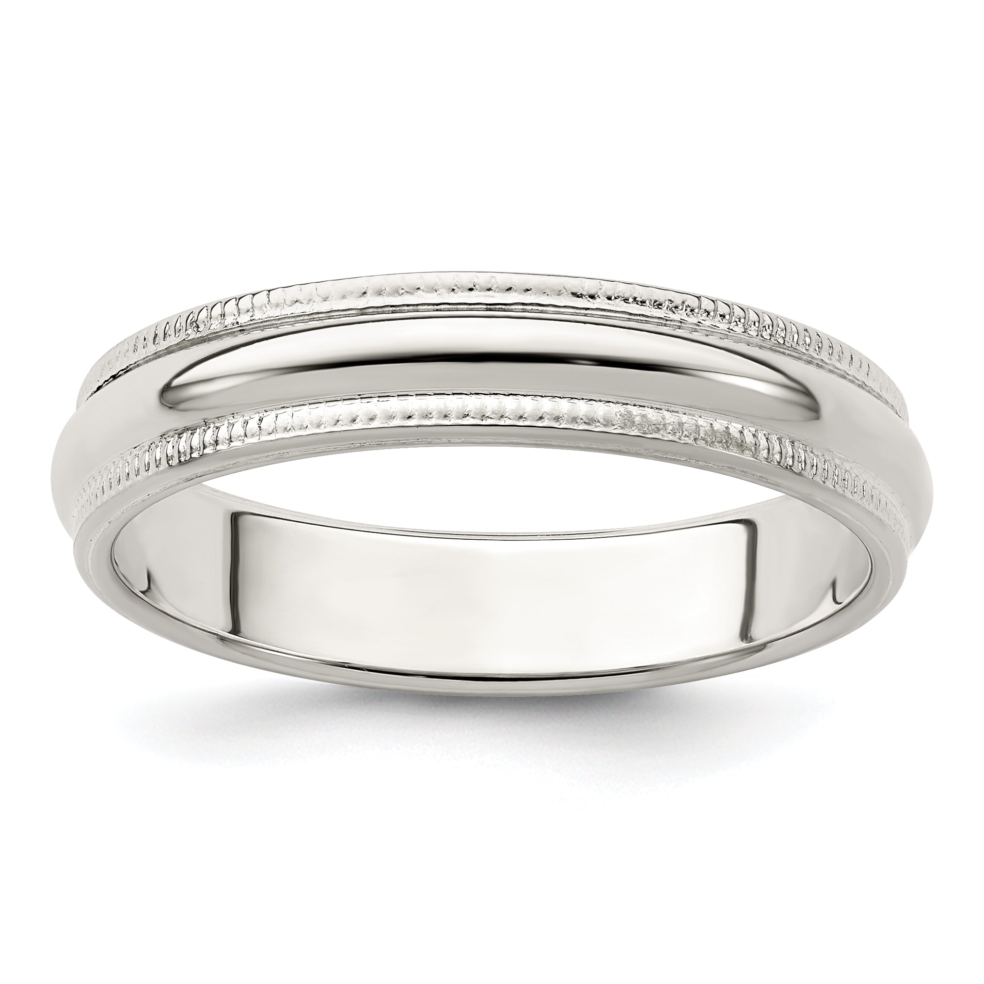 Sterling Silver 4mm Half Round Milgrain Size 11 Band
