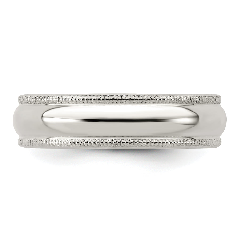 Sterling Silver 5mm Half Round Milgrain Size 13.5 Band