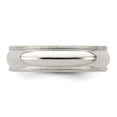 Sterling Silver 5mm Half Round Milgrain Size 13.5 Band