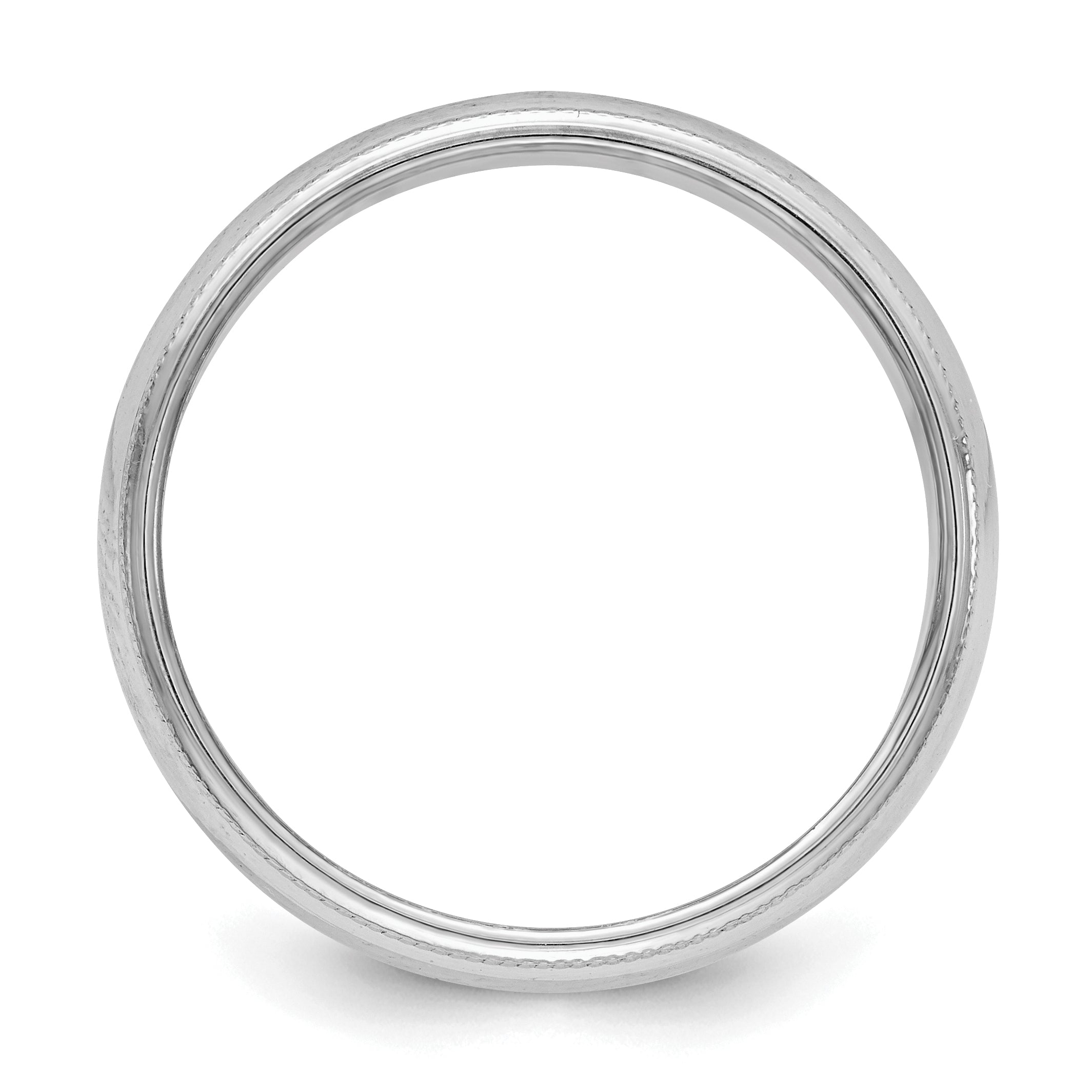 Sterling Silver Rhodium-plated 5mm Half Round Milgrain Size 13.5 Band