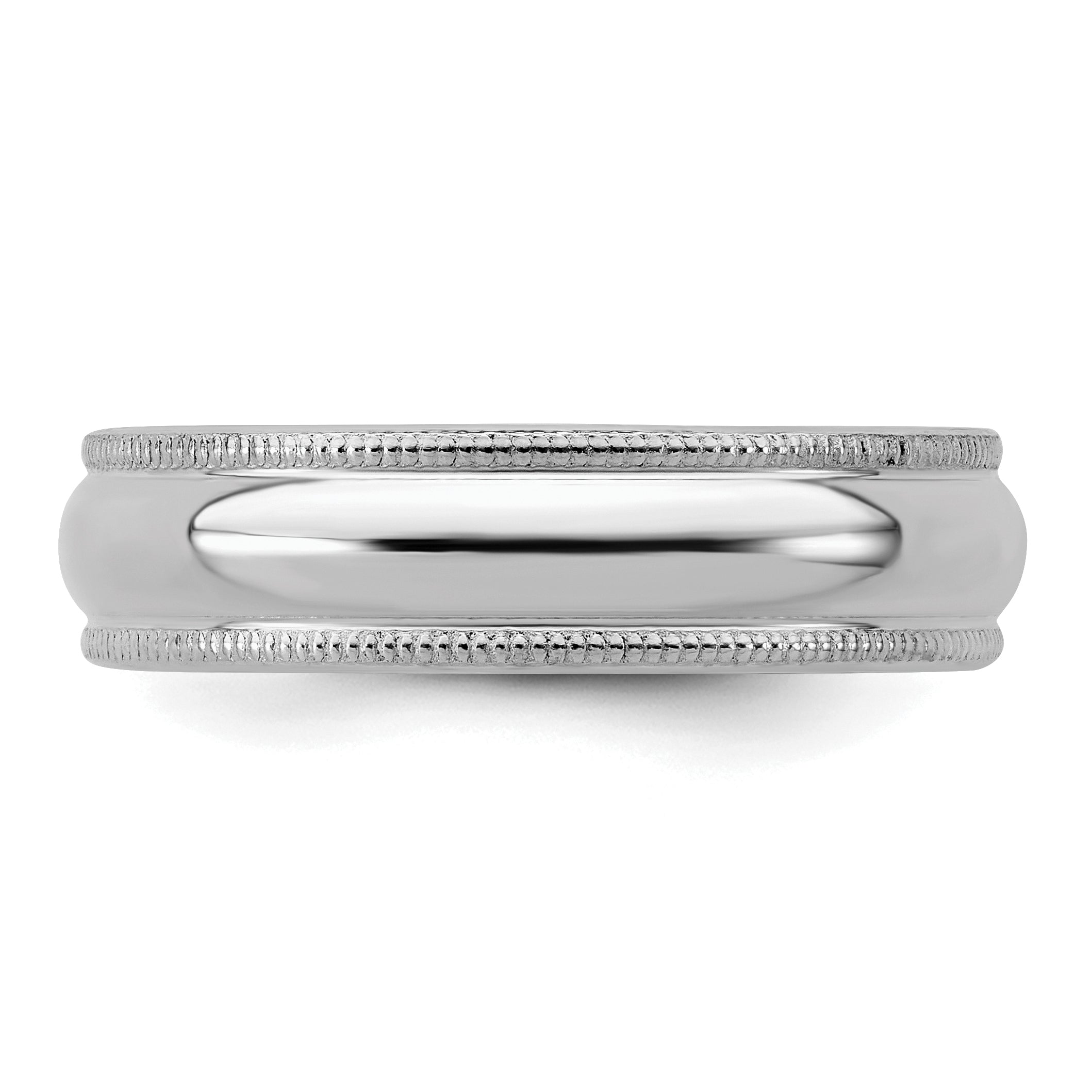 Sterling Silver Rhodium-plated 5mm Half Round Milgrain Size 13.5 Band