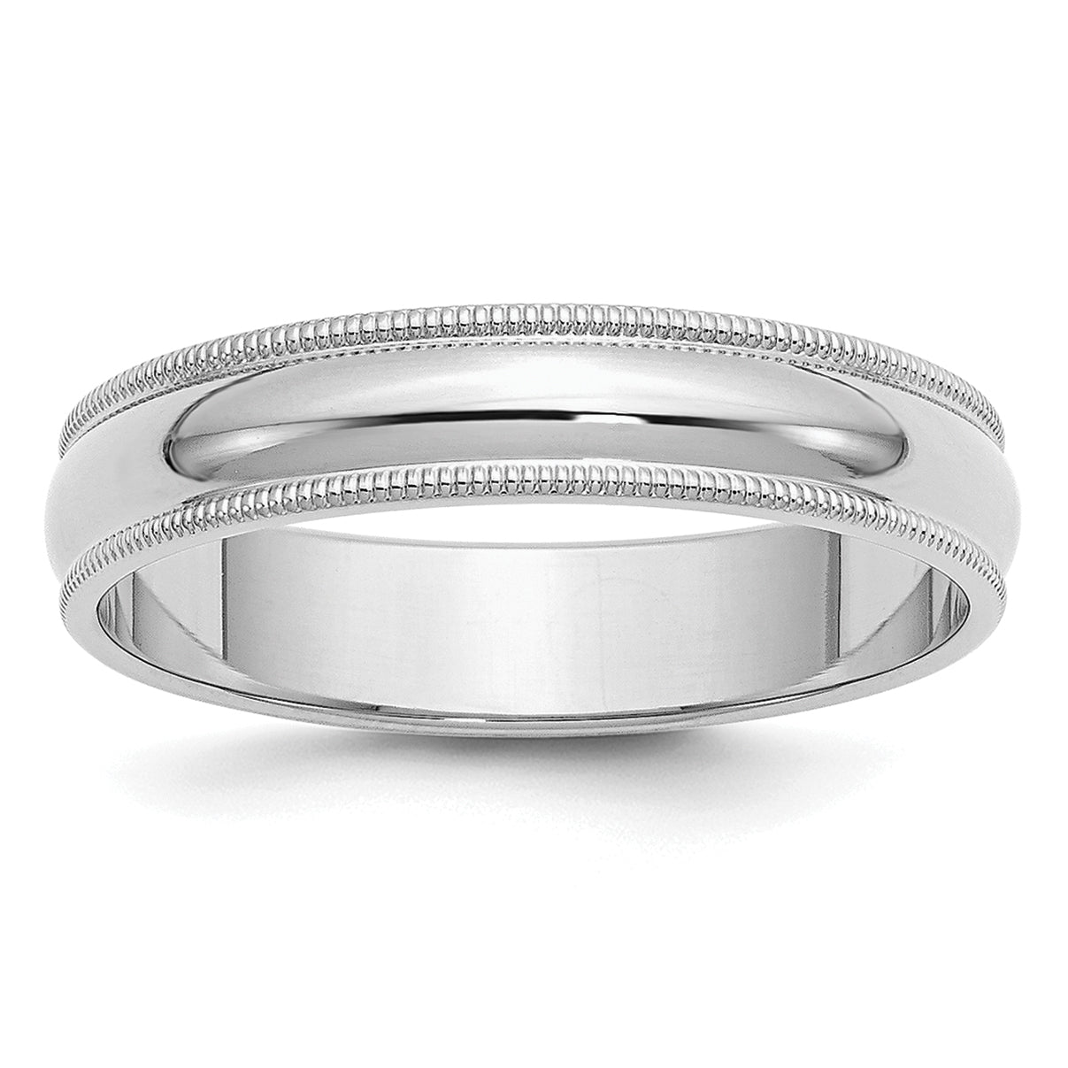 Sterling Silver Rhodium-plated 5mm Half Round Milgrain Size 13.5 Band