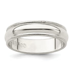 Sterling Silver 5mm Half Round Milgrain Size 12 Band