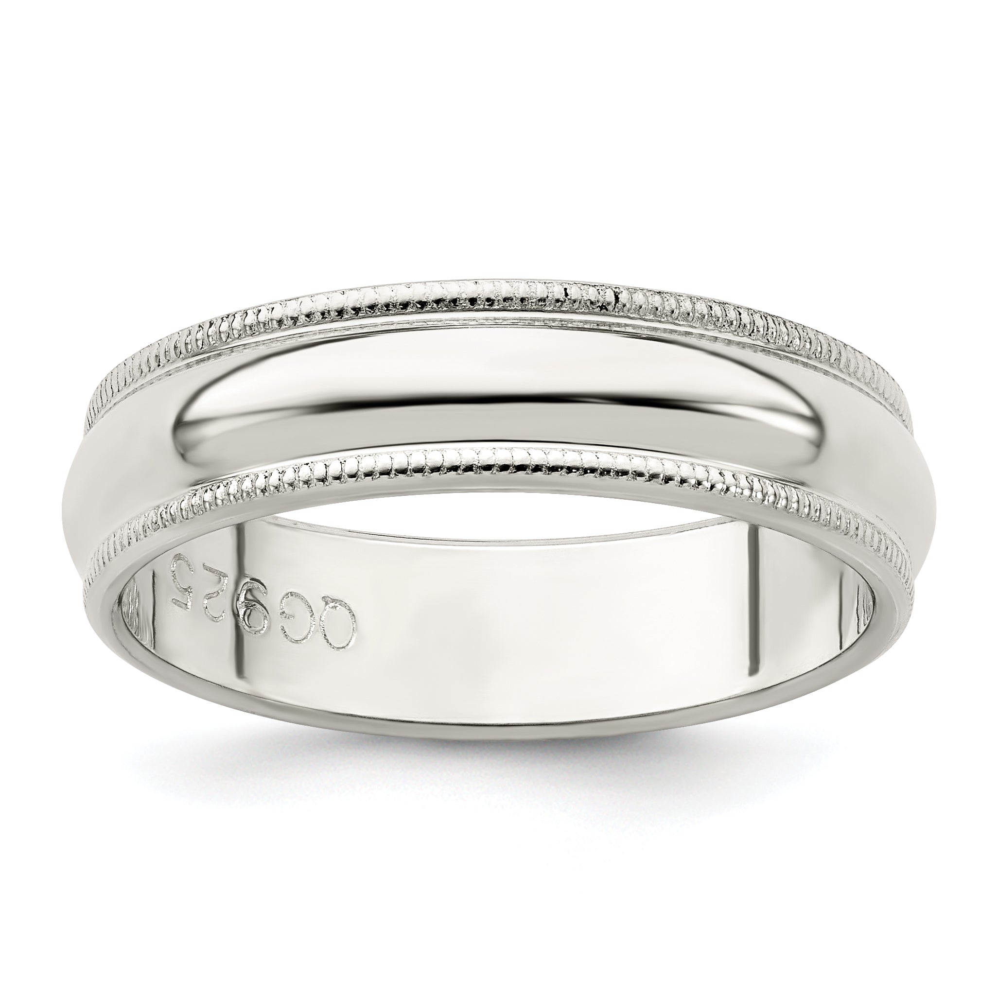 Sterling Silver 5mm Half Round Milgrain Size 12 Band