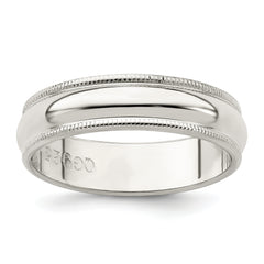 Sterling Silver 5mm Half Round Milgrain Size 12 Band