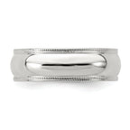 Sterling Silver 6mm Half Round Milgrain Size 9 Band
