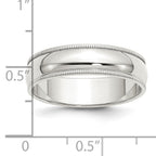 Sterling Silver Milgrain Half-Round Wedding Band 6mm