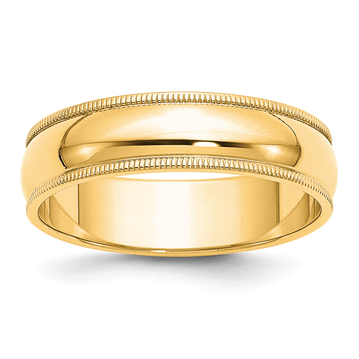 Sterling Silver Gold-plated 6mm Half Round Milgrain Size 6 Band