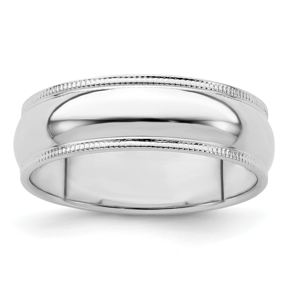 Sterling Silver 6mm Half Round Milgrain Size 9 Band