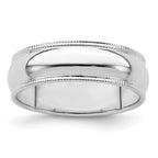 Sterling Silver 6mm Half Round Milgrain Size 9 Band