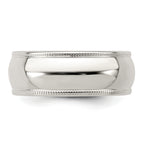 Sterling Silver Milgrain Half-Round Wedding Band 7mm